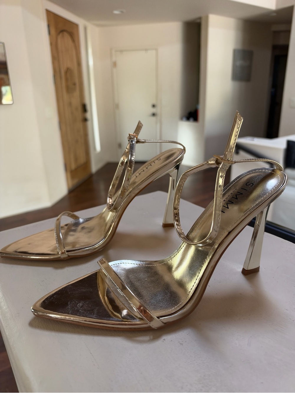 Stunning Gold Strappy High-Heel Sandals by SIAMY